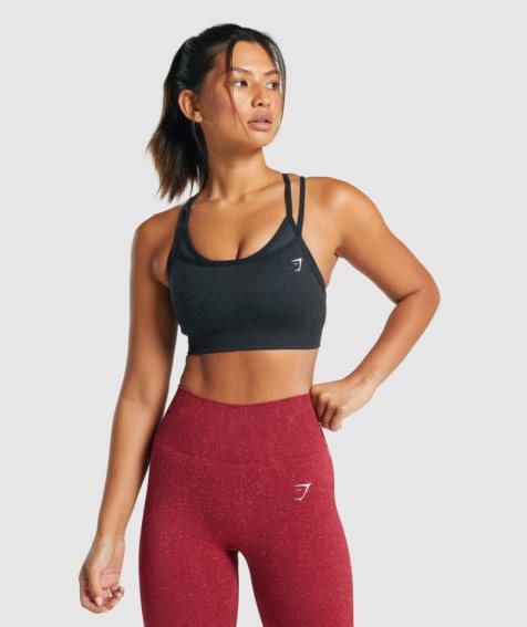 Women's Gymshark Adapt Fleck Seamless Sports Bra Black | NZ 1PHLNT